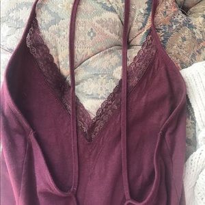 Abercrombie halter purple / maroon w lace detail